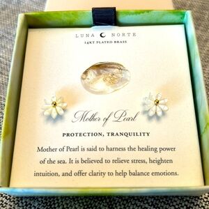 🌼MOTHER OF PEARL EARRINGS-14K Plated Brass Post Earrings